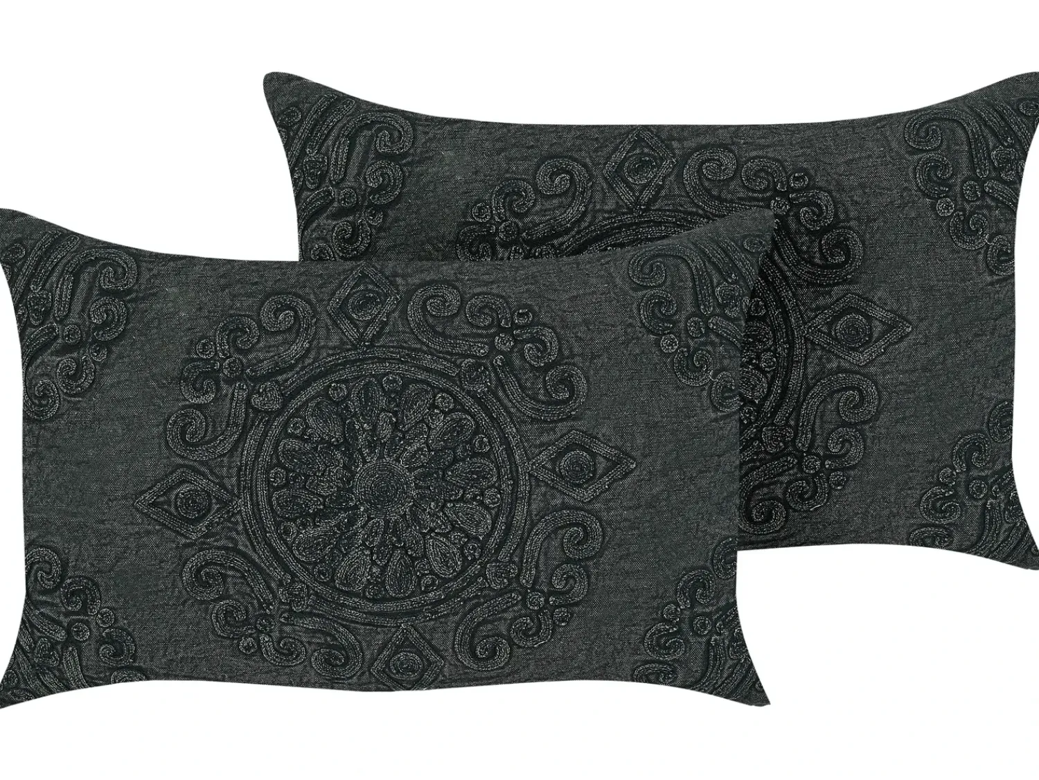 Sale Beliani Set di 2 cuscini VELOOR Cotone 30 x 50 cm scuro Trama orientale Grigio
