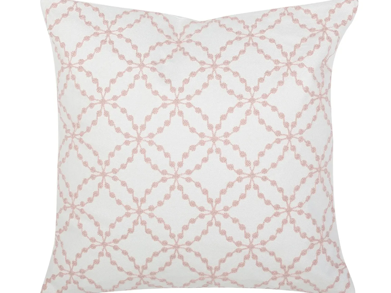 Discount Beliani Set di 2 cuscini VERBENA Cotone 45 x 45 cm Rosa Trama geometrica Bianco Rosa
