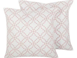 Discount Beliani Set di 2 cuscini VERBENA Cotone 45 x 45 cm Rosa Trama geometrica Bianco Rosa