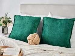 Beliani Set di 2 cuscini VERPIS Cotone 50 x 50 cm smeraldo Tinta unita Verde
