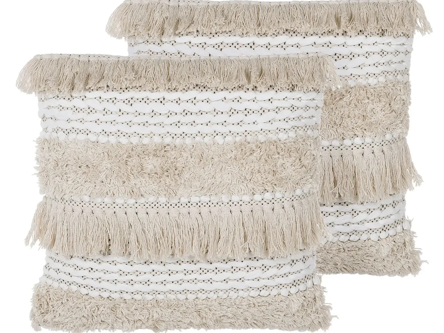 Beliani Set di 2 cuscini VILLUR Cotone 45 x 45 cm A strisce Beige