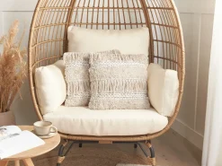Beliani Set di 2 cuscini VILLUR Cotone 45 x 45 cm A strisce Beige