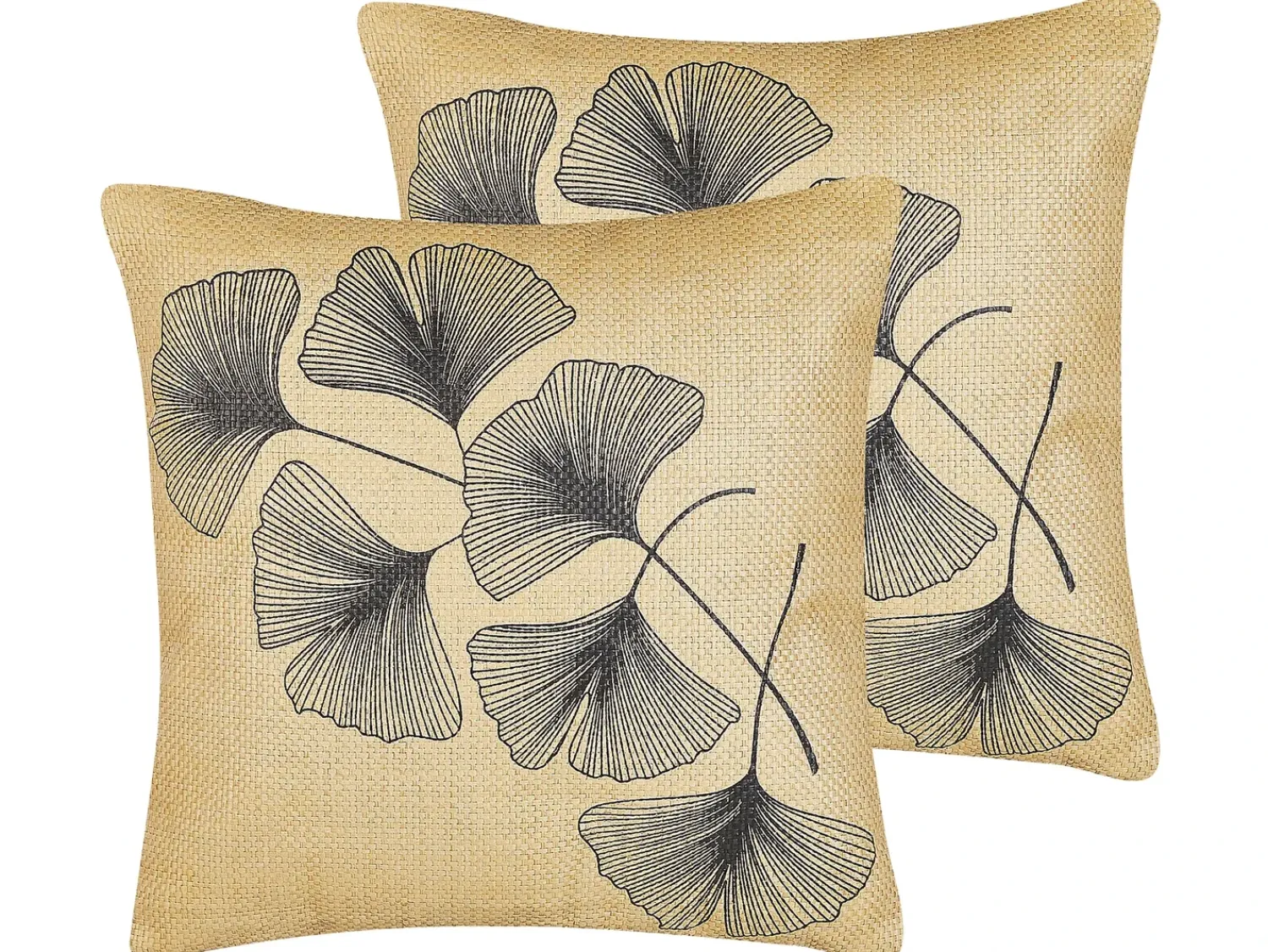 Clearance Beliani Set di 2 cuscini WAKAD 45 x 45 cm Beige Trama di piante Beige Nero