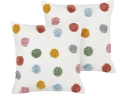 Online Beliani Set di 2 cuscini WALLFLOWER Cotone 45 x 45 cm Bianco Bianco Multicolore