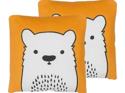 Best Beliani Set di 2 cuscini WARANASI Cotone 45 x 45 cm Arancione Bianco Arancione Nero