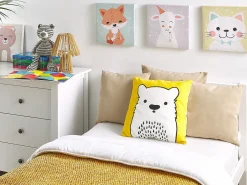 New Beliani Set di 2 cuscini WARANASI Cotone 45 x 45 cm Giallo Bianco Giallo Nero