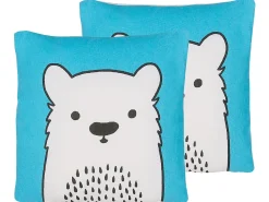 Online Beliani Set di 2 cuscini WARANASI Cotone 45 x 45 cm Blu Bianco Blu Nero