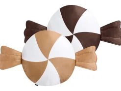 Outlet Beliani Set di 2 cuscini WHIRL CANDY Tessuto 60 x 60 cm Marrone/Bianco Modello natalizio Bianco Marrone
