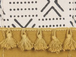 Clearance Beliani Set di 2 cuscini WOODI Cotone 45 x 45 cm Giallo Bianco Trama geometrica Bianco Bianco Nero