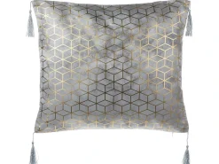 Clearance Beliani Set di 2 cuscini YARINA 45 x 45 cm Grigio Trama geometrica Oro Argento