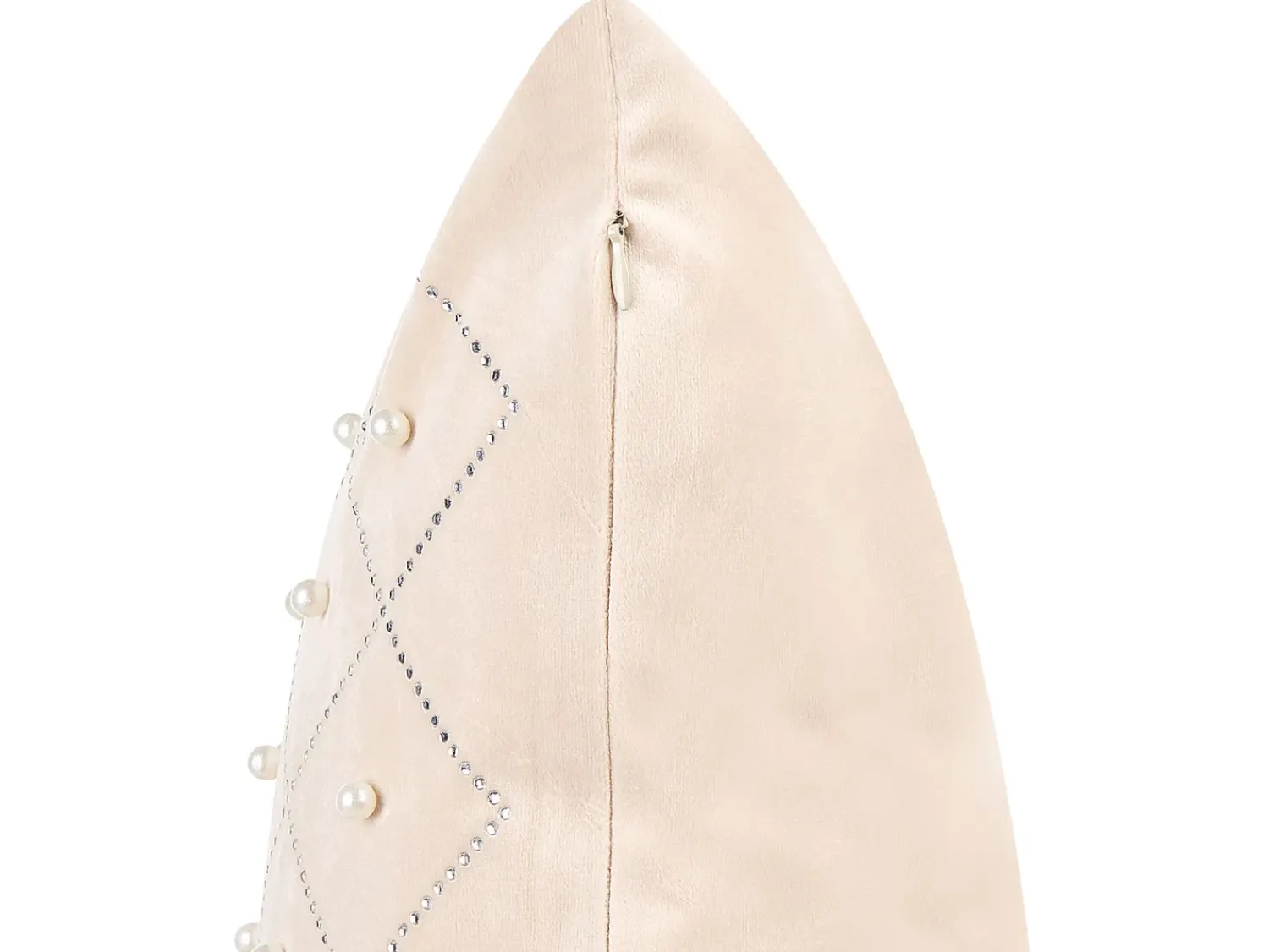 Online Beliani Set di 2 cuscini YARROW Velluto 45 x 45 cm Beige Trama geometrica Argento Beige