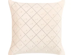Online Beliani Set di 2 cuscini YARROW Velluto 45 x 45 cm Beige Trama geometrica Argento Beige