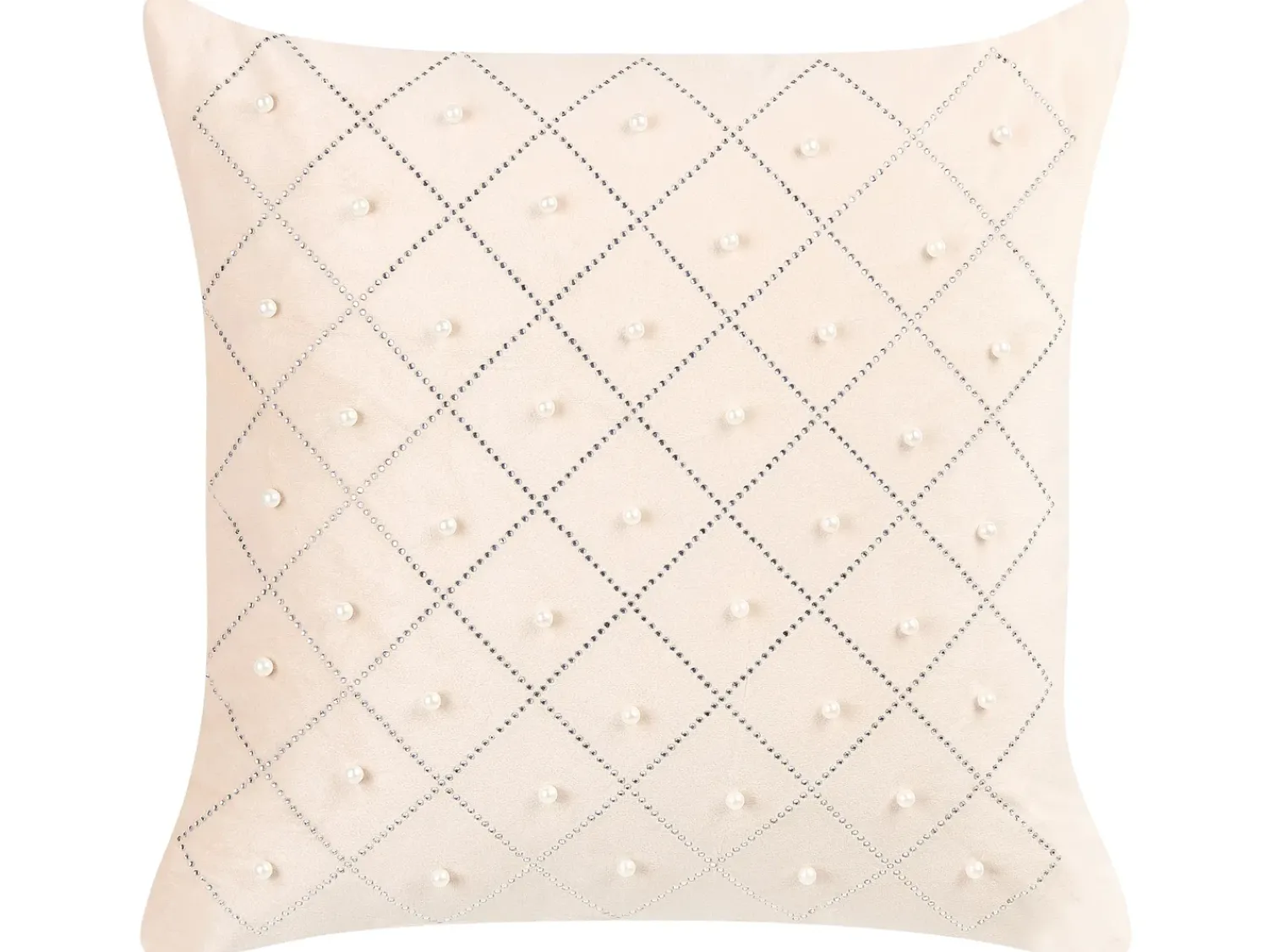 Online Beliani Set di 2 cuscini YARROW Velluto 45 x 45 cm Beige Trama geometrica Argento Beige