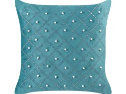 New Beliani Set di 2 cuscini YARROW Velluto 45 x 45 cm Foglia di tè Trama geometrica Argento Blu