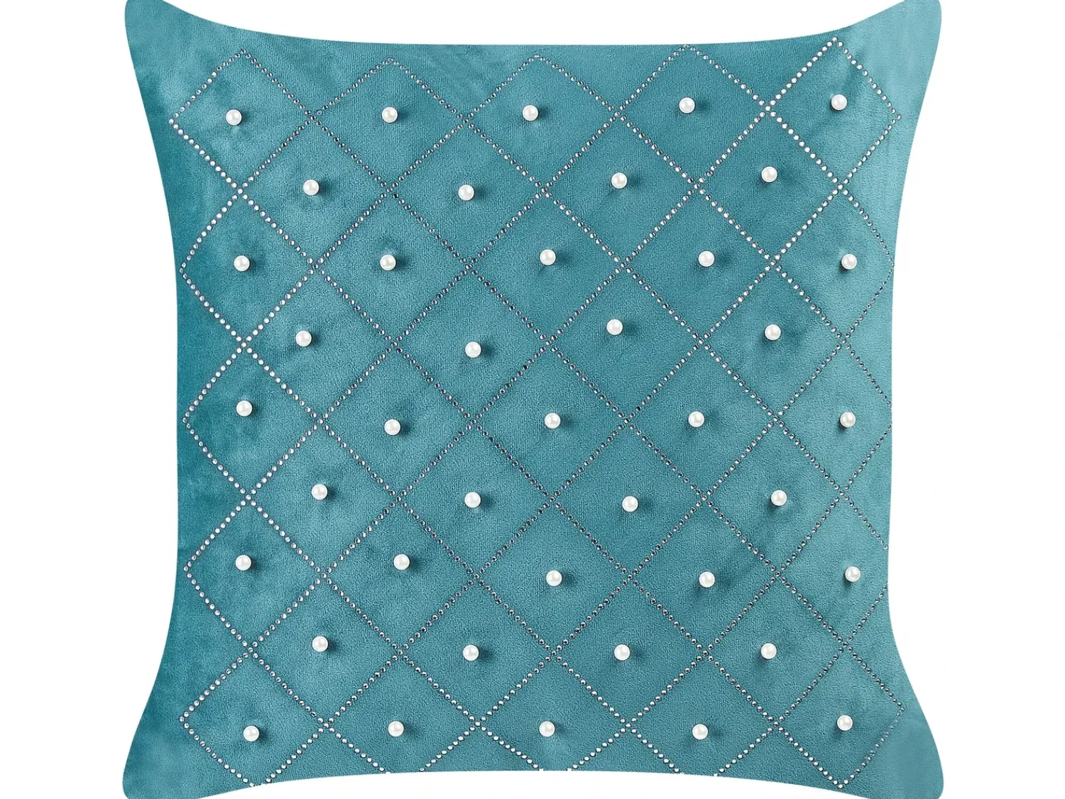 New Beliani Set di 2 cuscini YARROW Velluto 45 x 45 cm Foglia di tè Trama geometrica Argento Blu