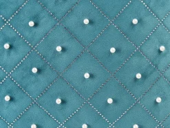 New Beliani Set di 2 cuscini YARROW Velluto 45 x 45 cm Foglia di tè Trama geometrica Argento Blu