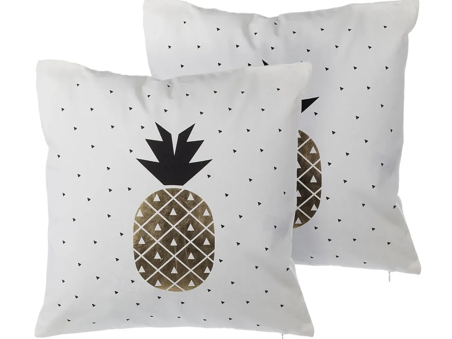 Discount Beliani Set di 2 cuscini YASMIN Cotone 45 x 45 cm Bianco Oro Nero Trama di piante Bianco Nero Oro