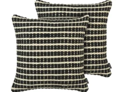 Sale Beliani Set di 2 cuscini YONCALI Cotone 45 x 45 cm Nero Trama a scacchi Bianco Nero