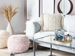 Hot Beliani Set di 2 cuscini YORTAN Cotone 45 x 45 cm chiaro Trama geometrica Beige