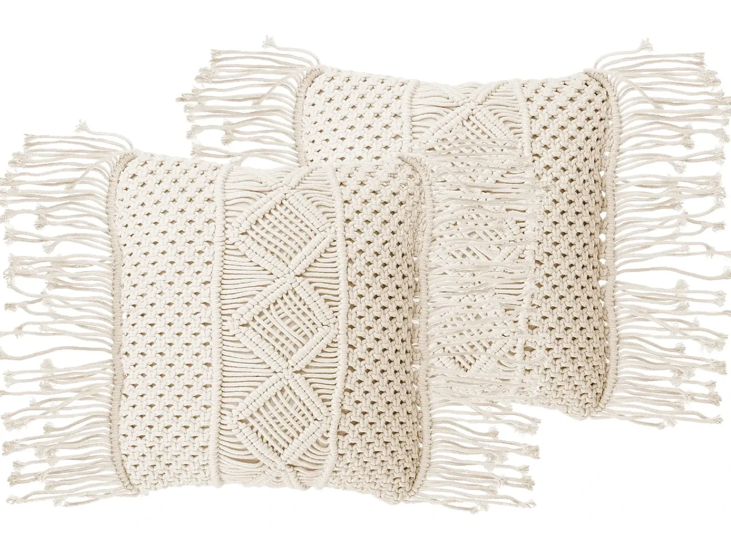 Hot Beliani Set di 2 cuscini YORTAN Cotone 45 x 45 cm chiaro Trama geometrica Beige