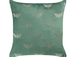 Sale Beliani Set di 2 cuscini YUZURI Velluto 45 x 45 cm Verde smeraldo Trama animale Oro Verde