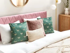 Sale Beliani Set di 2 cuscini YUZURI Velluto 45 x 45 cm Verde smeraldo Trama animale Oro Verde