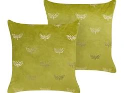 Discount Beliani Set di 2 cuscini YUZURI Velluto 45 x 45 cm Verde chiaro Trama animale Oro Verde
