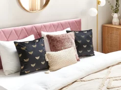 Beliani Set di 2 cuscini YUZURI Velluto 45 x 45 cm Nero Trama animale Oro Nero