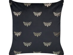 Beliani Set di 2 cuscini YUZURI Velluto 45 x 45 cm Nero Trama animale Oro Nero