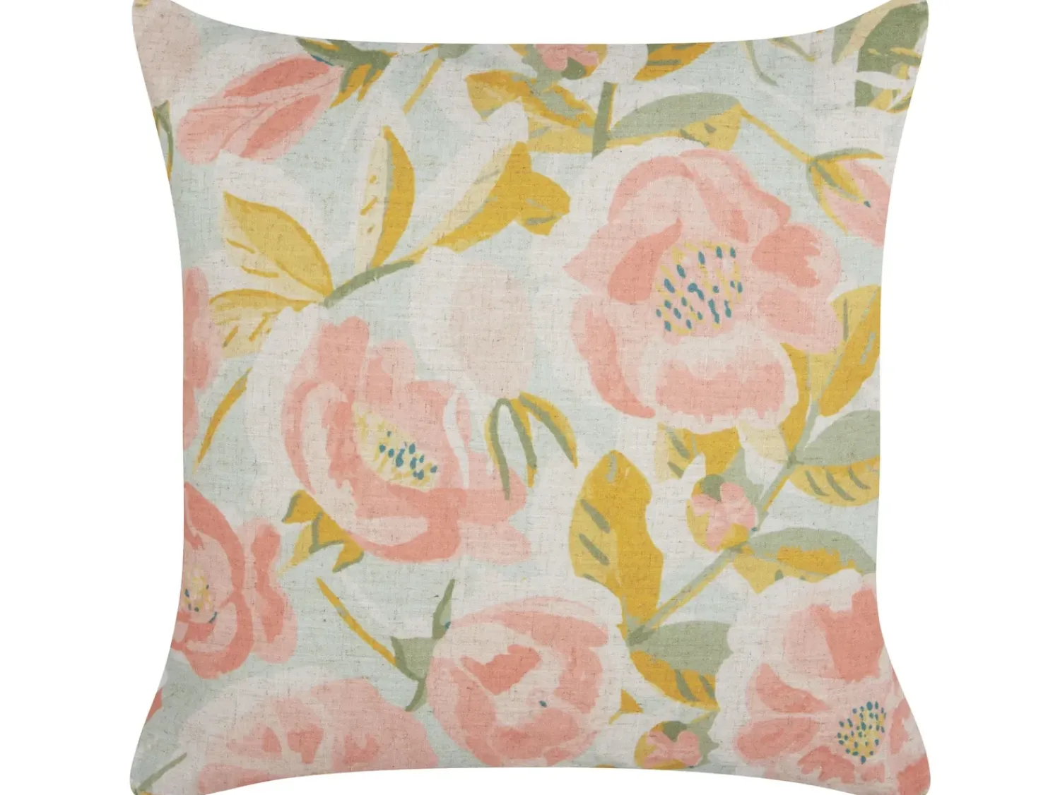 New Beliani Set di 2 cuscini ZAHRIYE 45 x 45 cm Rosa Trama floreale Rosa Blu Verde
