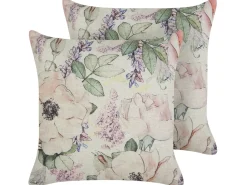 Beliani Set di 2 cuscini ZAHRIYE 45 x 45 cm Viola Trama floreale Viola Multicolore