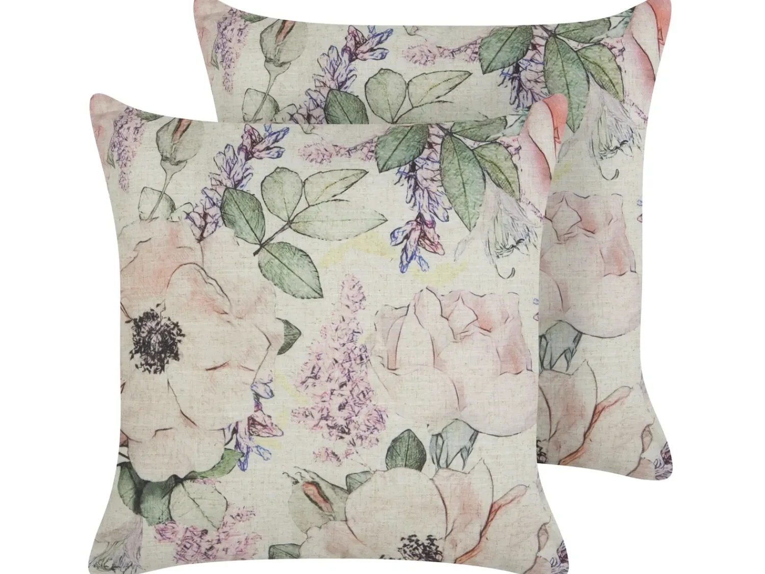 Beliani Set di 2 cuscini ZAHRIYE 45 x 45 cm Viola Trama floreale Viola Multicolore