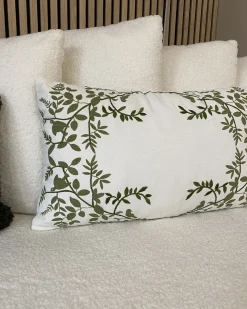 Hot Beliani Set di 2 cuscini ZALEYA Cotone Bianco Trama floreale Bianco Verde