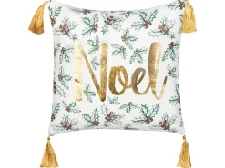 Beliani Set di 2 cuscini ZAMIA Cotone 45 x 45 cm Bianco Modello natalizio Bianco Oro Verde