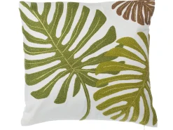 Best Beliani Set di 2 cuscini ZENOBIA Cotone 45 x 45 cm Verde scuro Trama di piante Bianco Verde