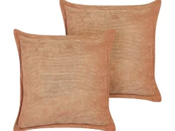 Discount Beliani Set di 2 cuscini ZINNIA Velluto a coste 43 x 43 cm Tinta unita Arancione