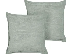 Discount Beliani Set di 2 cuscini ZINNIA Velluto a coste chiaro Tinta unita Verde