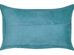 Best Beliani Set di 2 cuscini ZINNIA Velluto a coste Foglia di tè Tinta unita Blu