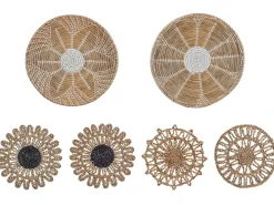 Beliani Set di decorazioni da appendere PINTANO Alghe marine 50/35/36 cm Naturale Bianco Marrone Nero