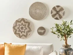 Sale Beliani Set di decorazioni da appendere LAOCAI Alghe marine 45/40/30/20 cm Nero Beige Bianco Naturale Nero