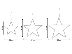 Discount Beliani Set di 3 decorazioni da appendere LED KUNNARI Stella 50/40/30 cm Argento