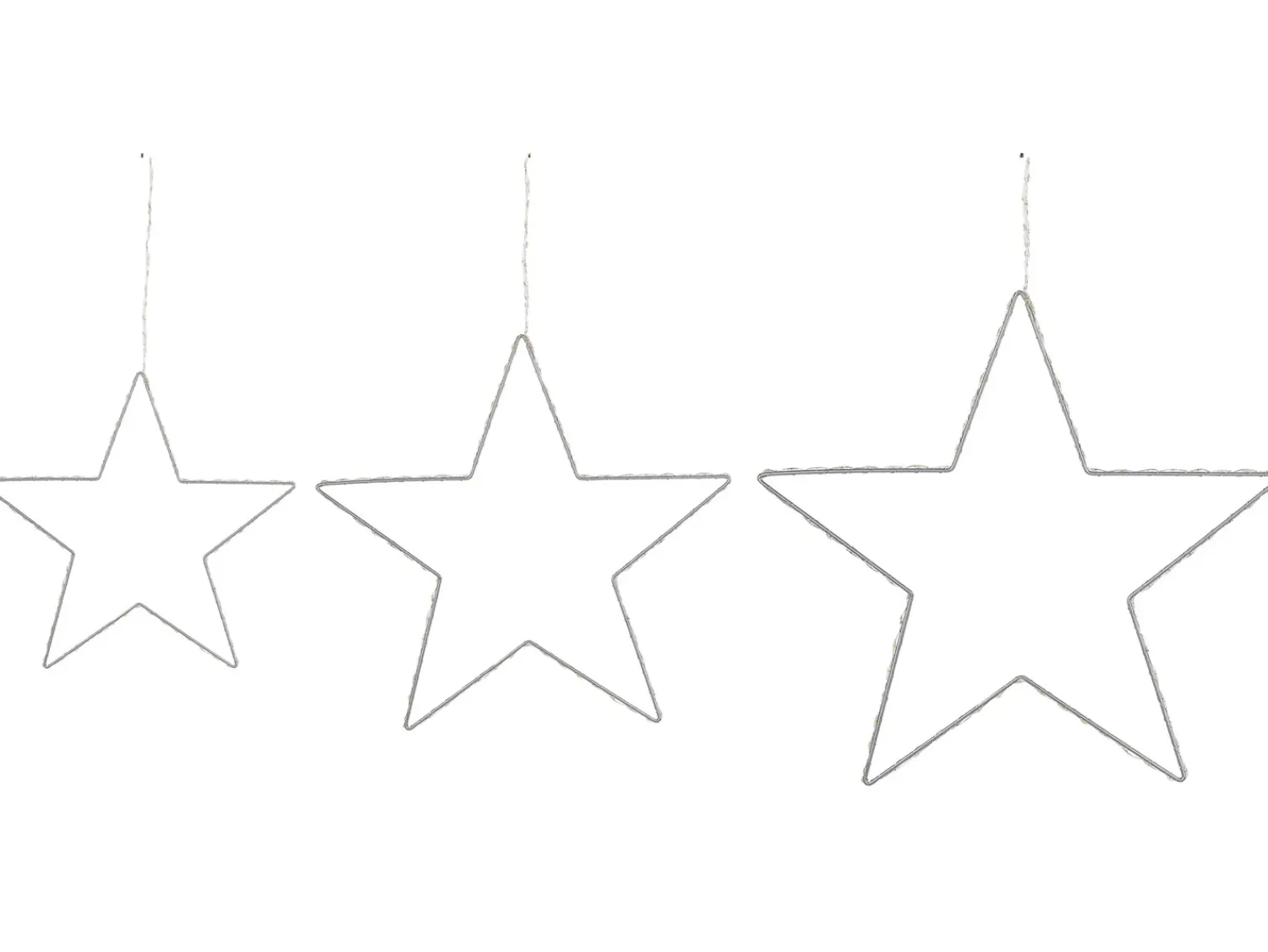 Discount Beliani Set di 3 decorazioni da appendere LED KUNNARI Stella 50/40/30 cm Argento