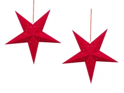 Best Beliani Set di 2 decorazioni da appendere LED MOTTI Stella Rosso