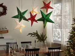 Best Beliani Set di 2 decorazioni da appendere LED MOTTI Stella Rosso