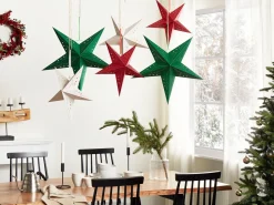 Beliani Set di 2 decorazioni da appendere LED MOTTI Stella 45 cm Rosso