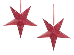 Beliani Set di 2 decorazioni da appendere LED MOTTI Stella 45 cm Rosso