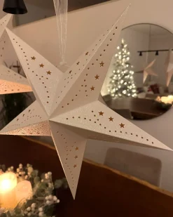 Hot Beliani Set di 2 decorazioni da appendere LED MOTTI Stella Bianco