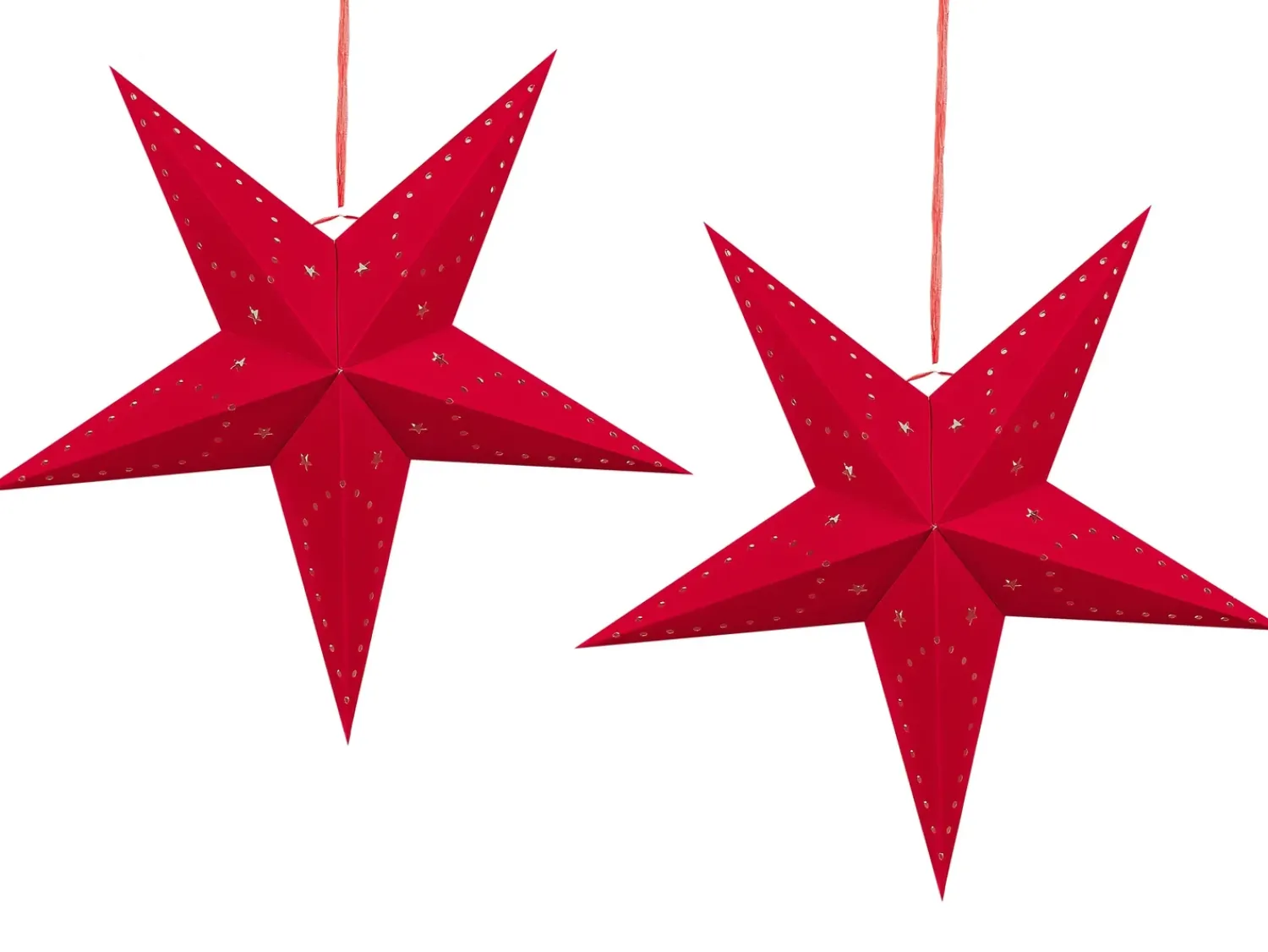 New Beliani Set di 2 decorazioni da appendere LED MOTTI Stella Rosso