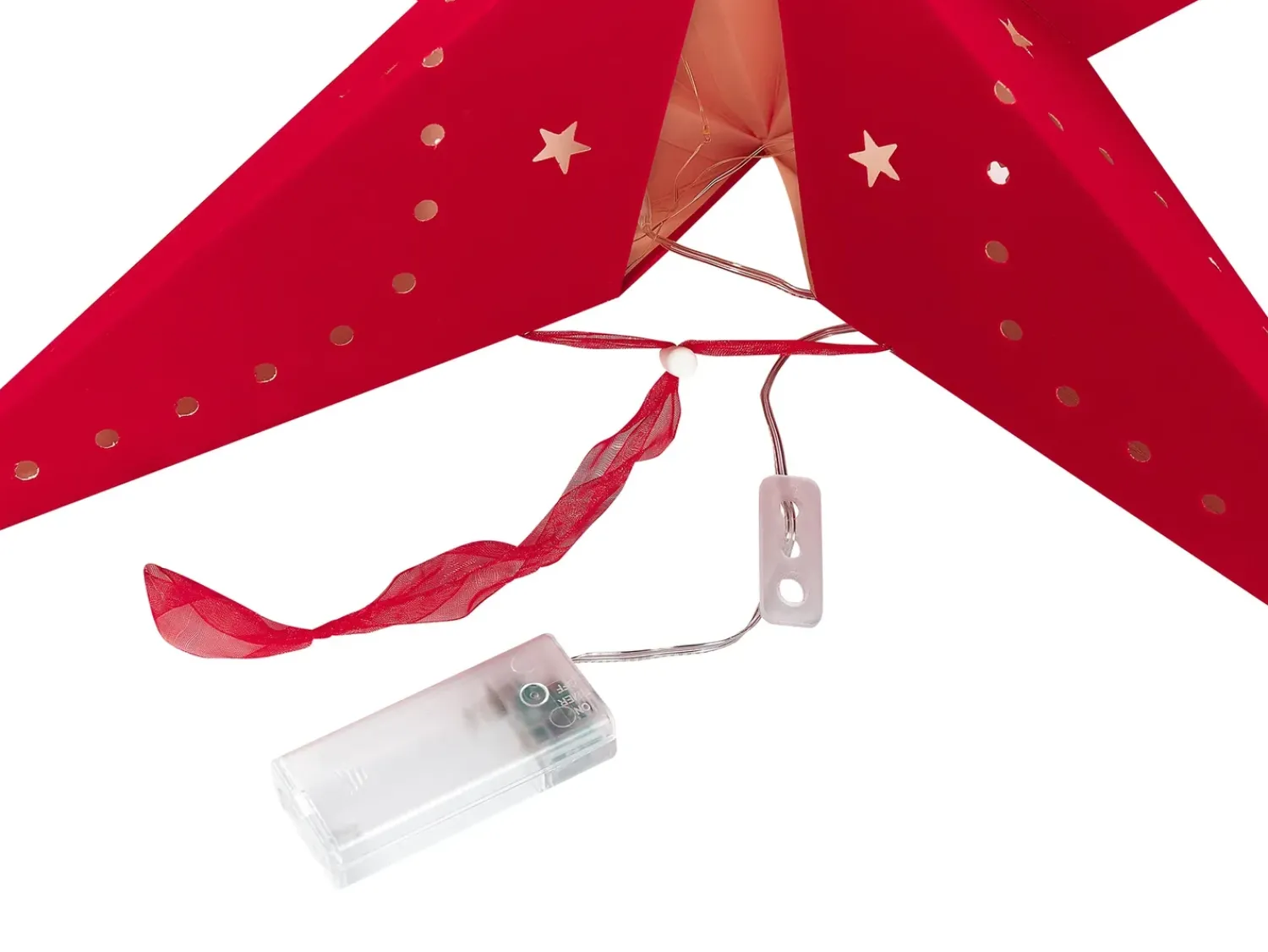 New Beliani Set di 2 decorazioni da appendere LED MOTTI Stella Rosso