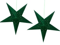 Beliani Set di 2 decorazioni da appendere LED MOTTI Stella smeraldo Verde